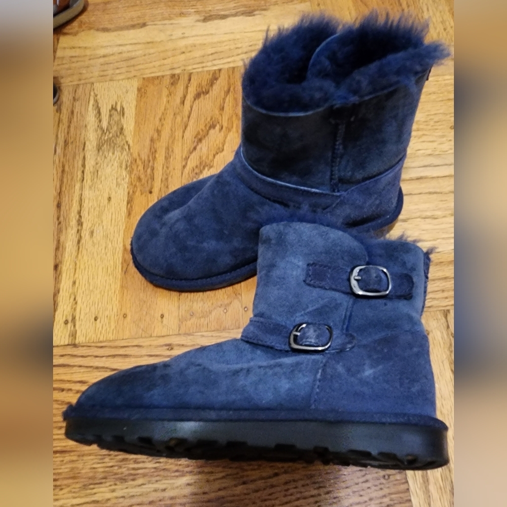 Blue Suede Buckle Boots